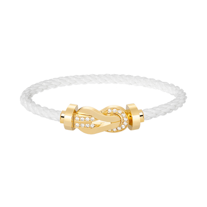 [Basjewels]CHANCE LARGE 8 FIGURE BUCKLE HALF DIAMOND BRACELET GOLD