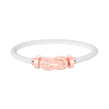 [Basjewels]CHANCE LARGE 8 FIGURE BUCKLE HALF DIAMOND BRACELET ROSE GOLD