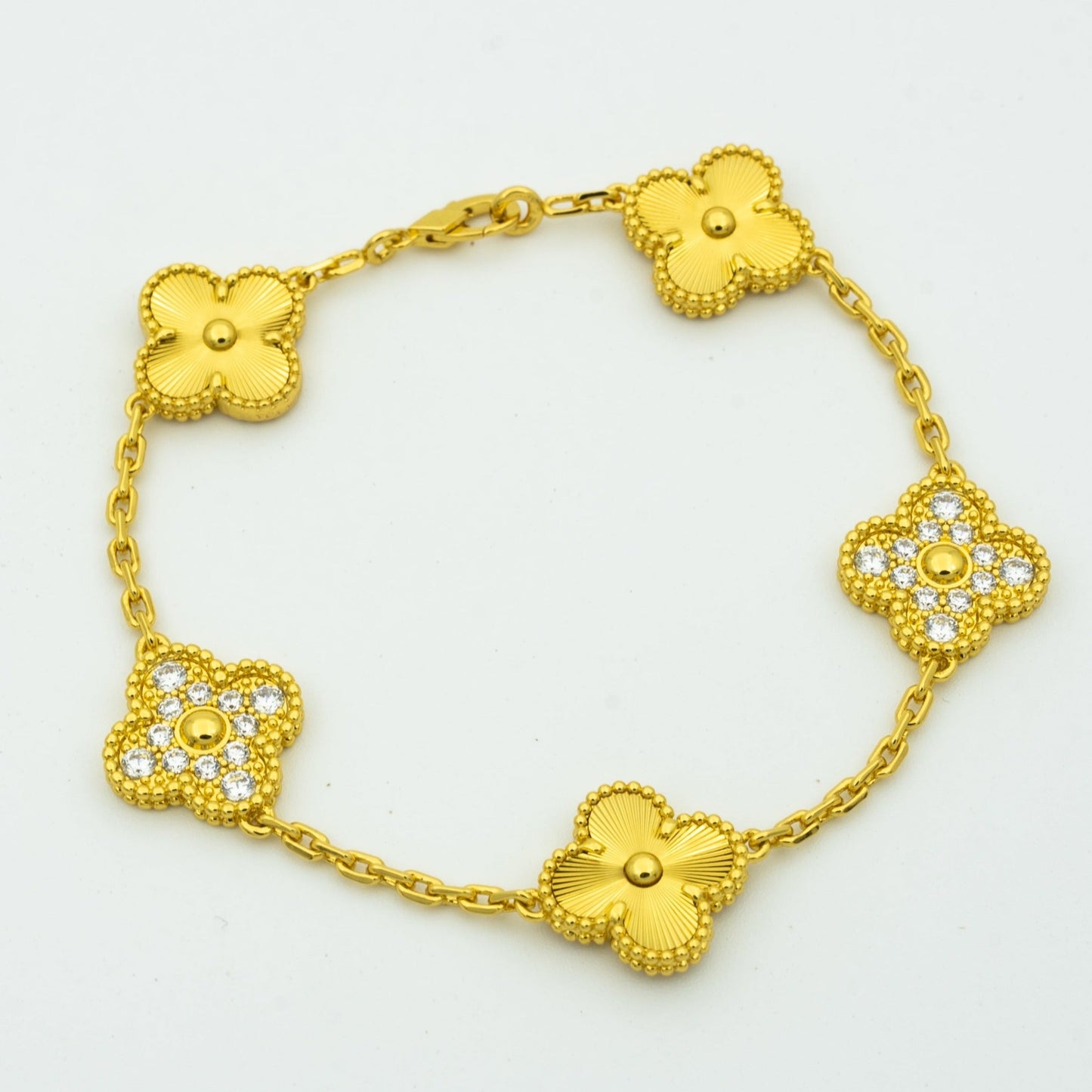 [basloveJW]CLOVER BRACELET 5 MOTIFS GOLD DIAMOND