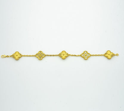 [basloveJW]CLOVER BRACELET 5 MOTIFS GOLD DIAMOND