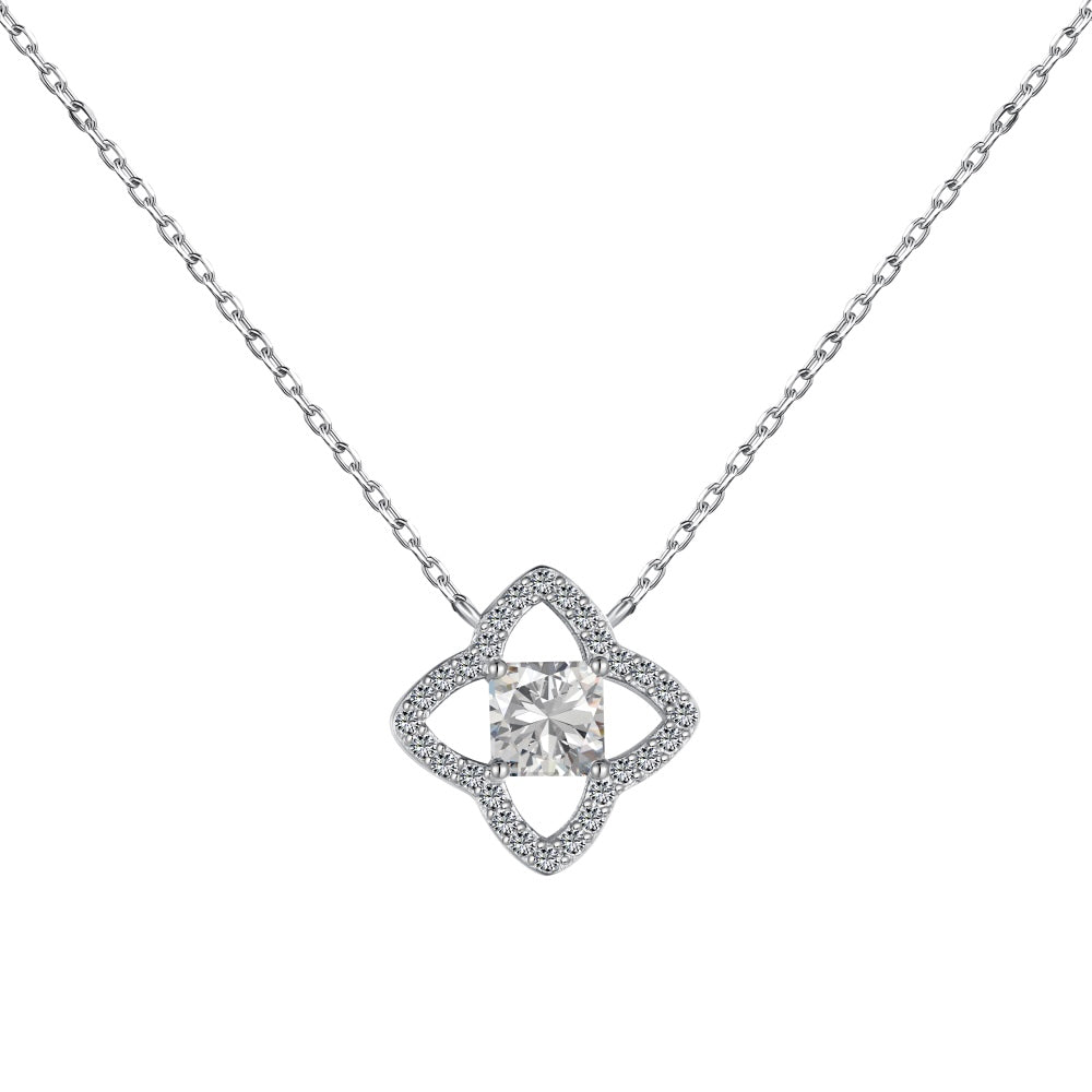 [BASLOVE]Exquisite Flower Shape Princess Cut Necklace