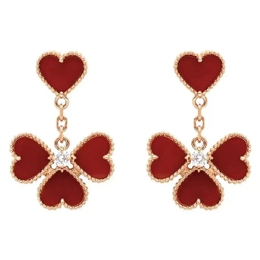 [basloveJW]SWEET CLOVER CARNELIAN EARRINGS