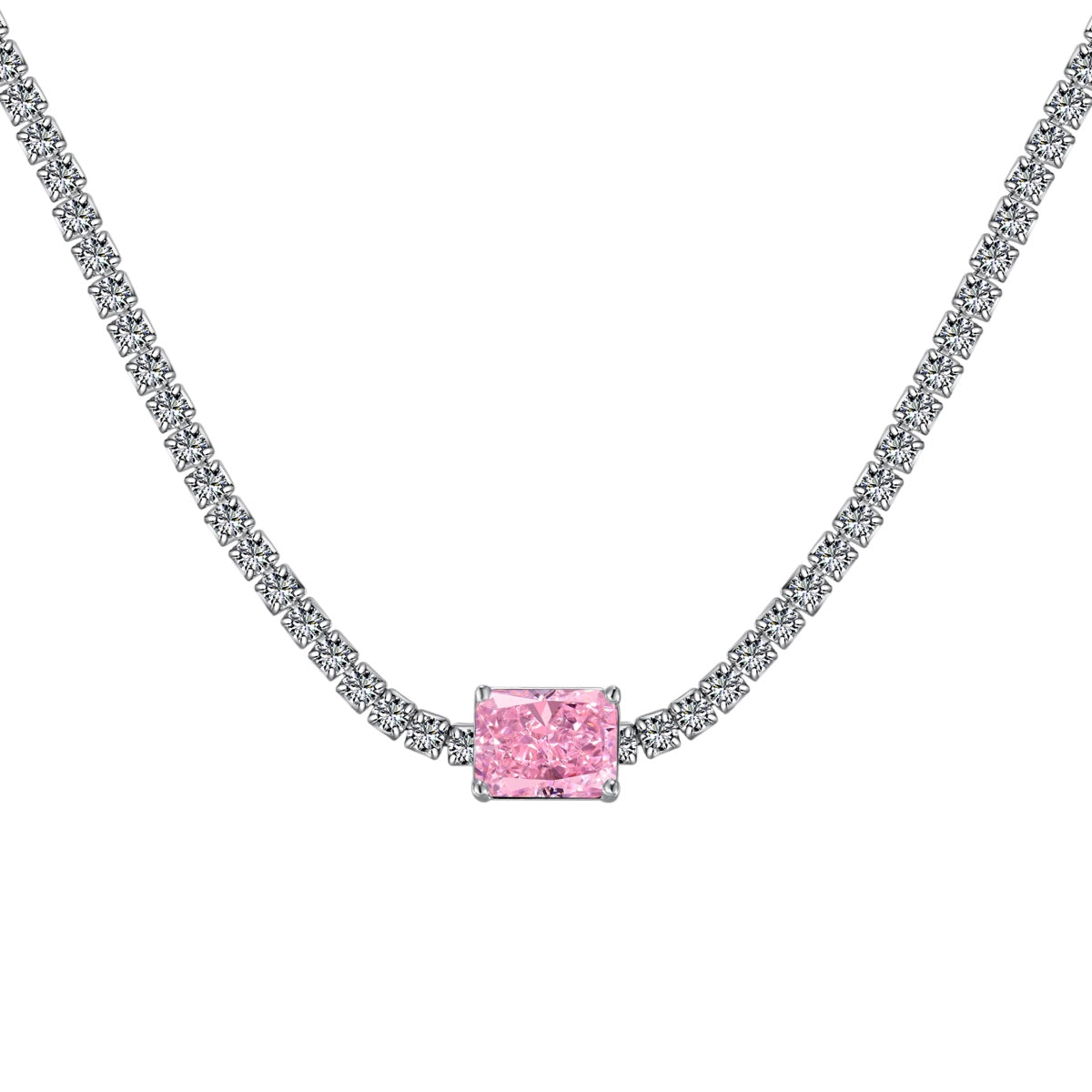 [BASLOVE]2.0 carat Ornate Emerald Cut Necklace