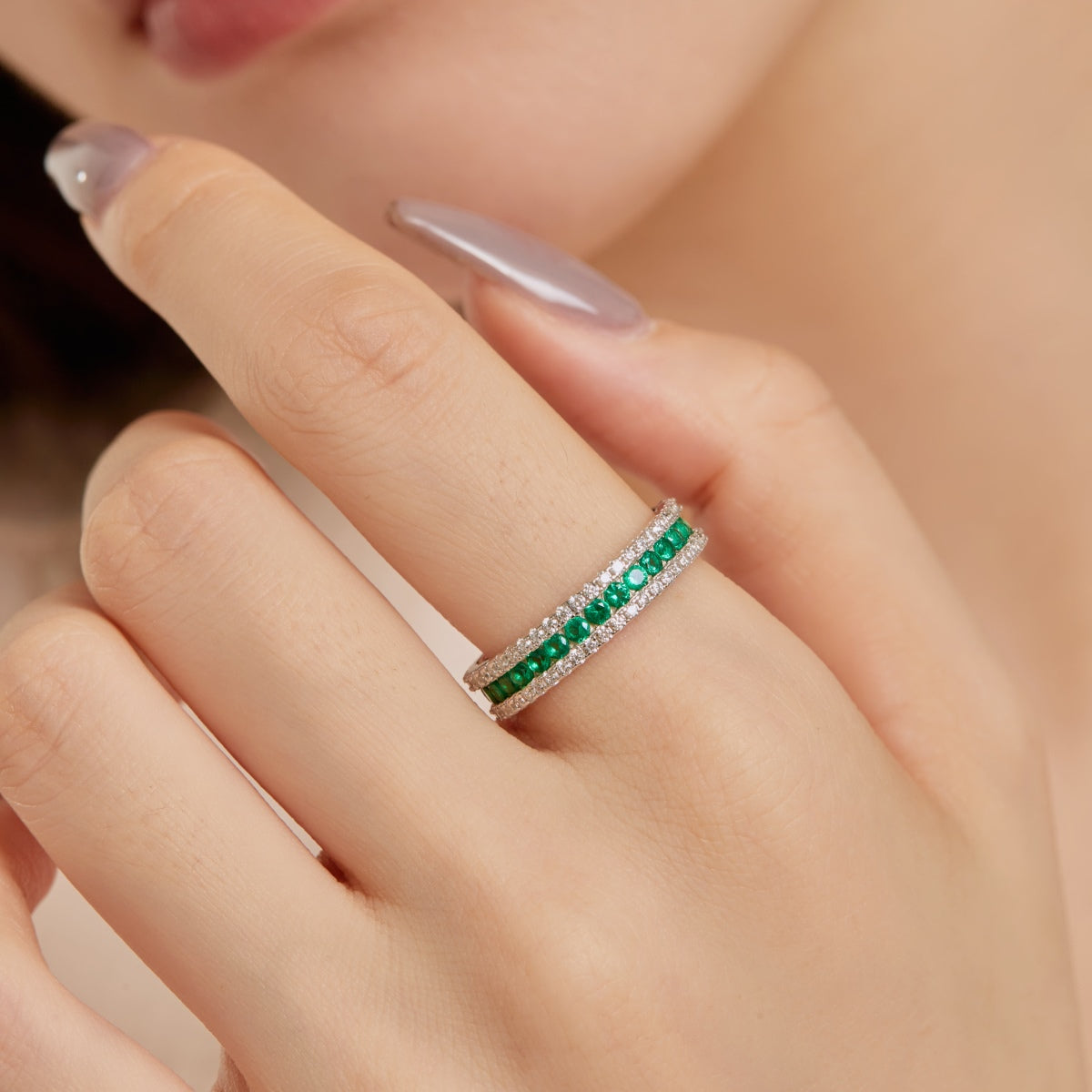 [BASLOVE]Delicate Colorful Round Cut Daily Ring