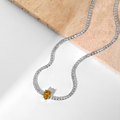 [BASLOVE]1.0 carat Unique Pear Cut Tennis Necklace