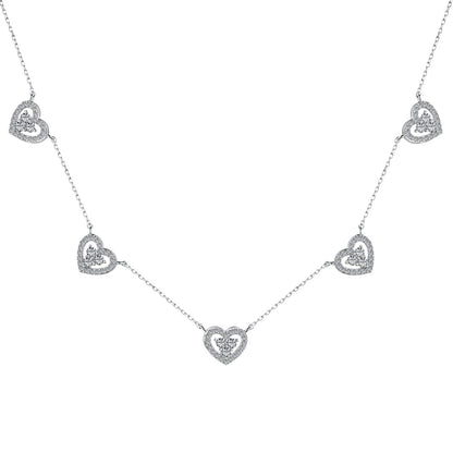 [BASLOVE]Sparkling Five Heart Necklace