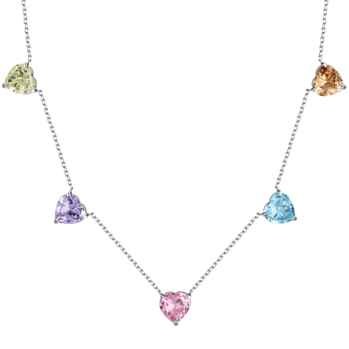 [BASLOVE]Sparkling Colorful Heart Cut Necklace