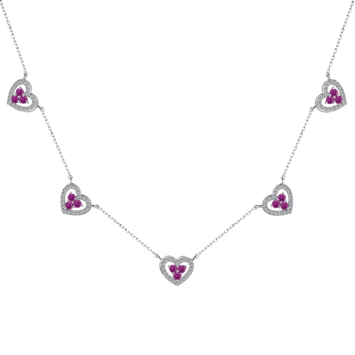 [BASLOVE]Sparkling Five Heart Necklace