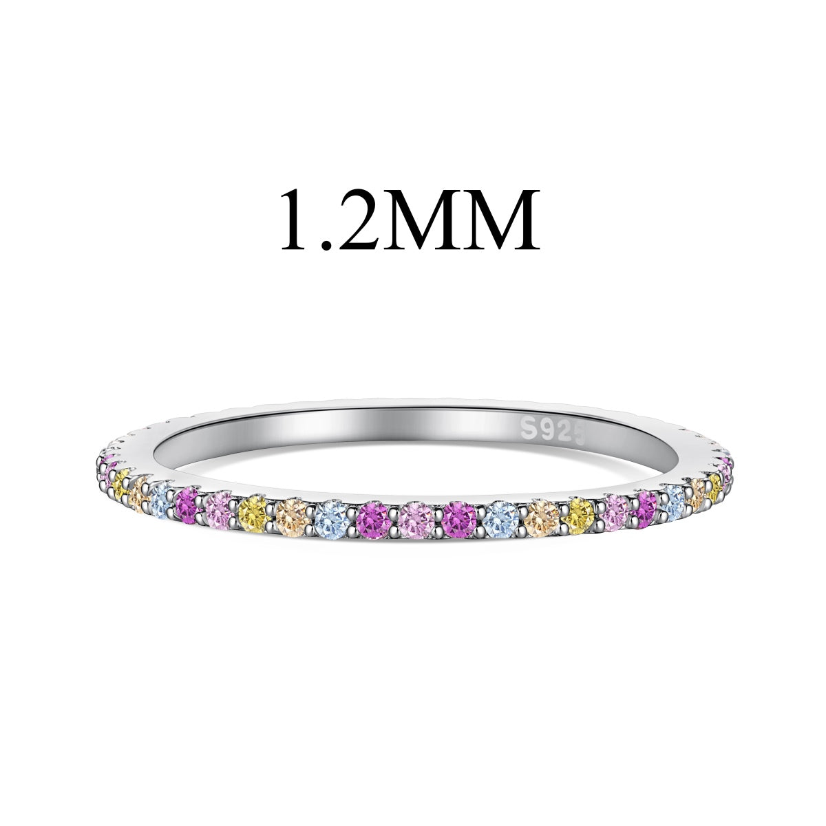 [BASLOVE]Ornate Colorful Round Cut Tennis Ring