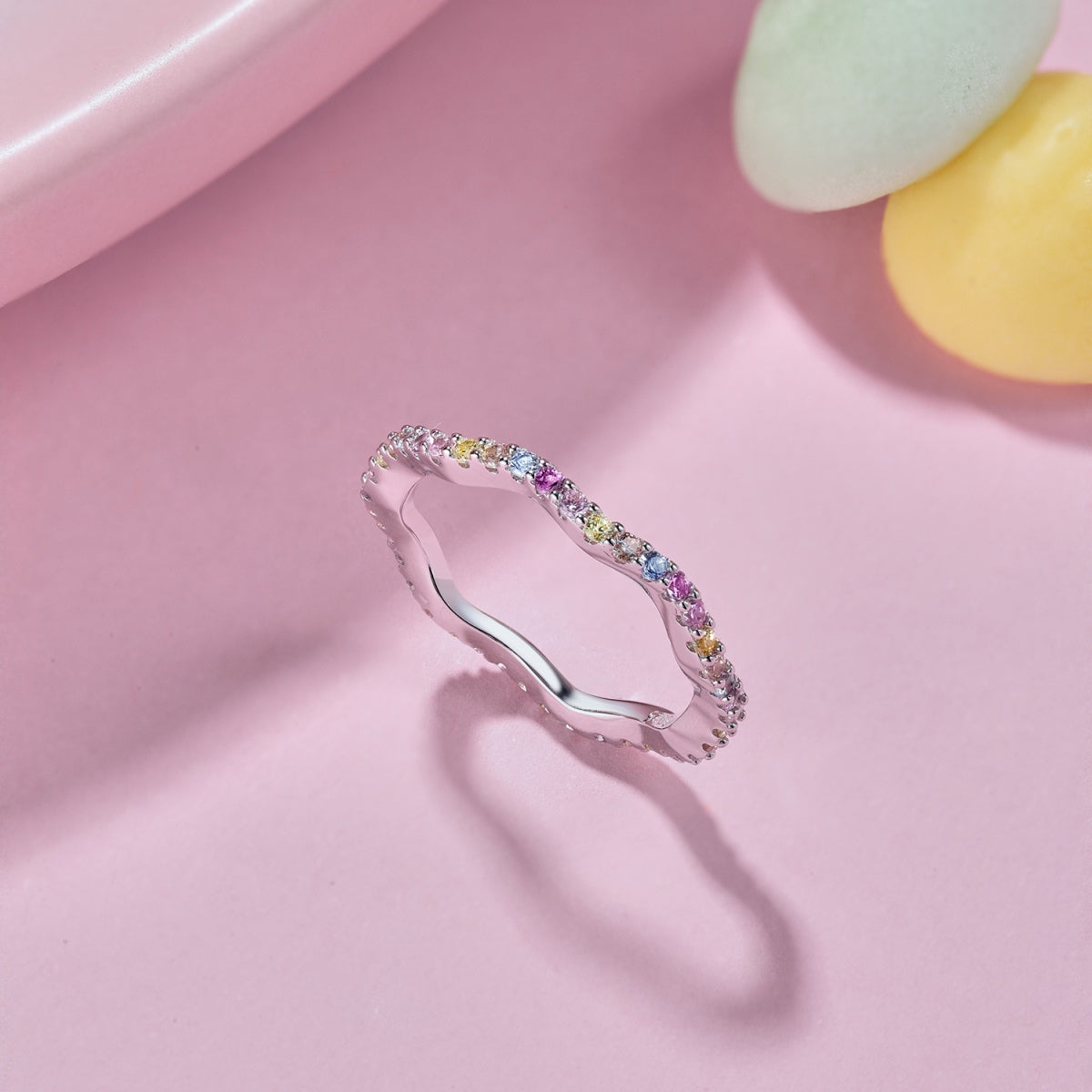 [BASLOVE]Dainty Colorful Round Cut Party Ring