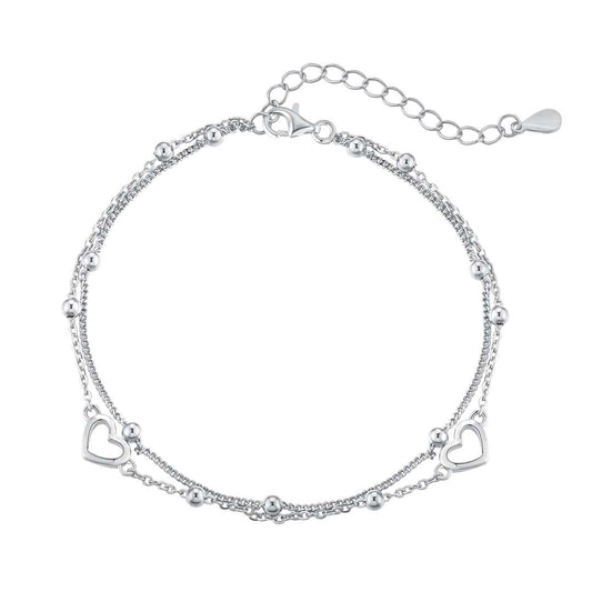 [BASLOVE]Dainty Double Layer Love Heart Bracelet