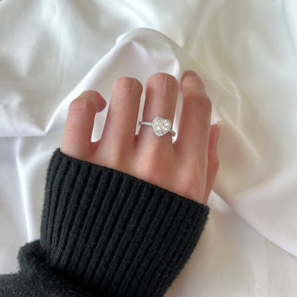 [BASLOVE]Eternity Splashy Romantic Heart Shape Lover Ring