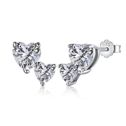 [BASLOVE]Double Heart-Shape Classic Princess Style Earrings