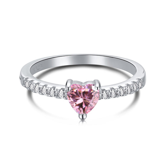 [BASLOVE]0.5 Carat CaratEternity Charming Heart Shape Lover Ring