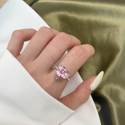 [BASLOVE]6.0 Carat Luxurious Sparkling Romantic Heart Cut Lover Ring