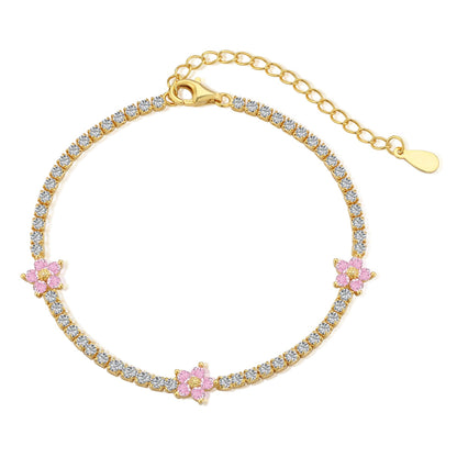 [BASLOVE]Sparkling Flower Shape Tennis Bracelet