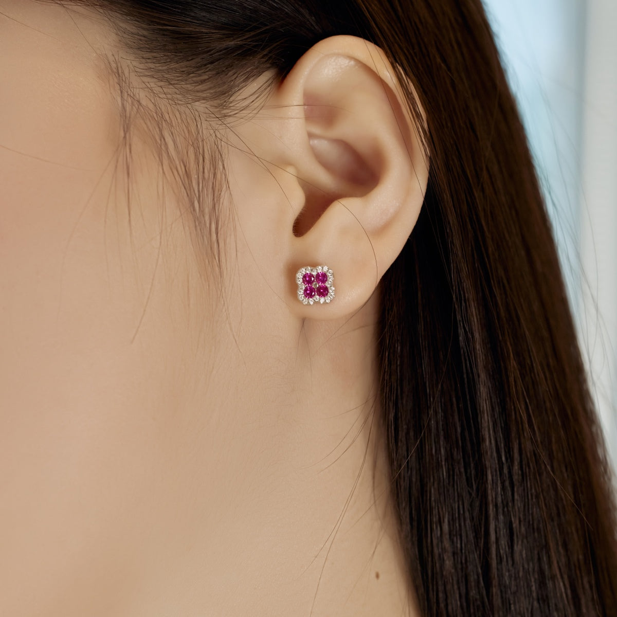 [BASLOVE]Four-Leaf Clover Flower Shaped Earrings