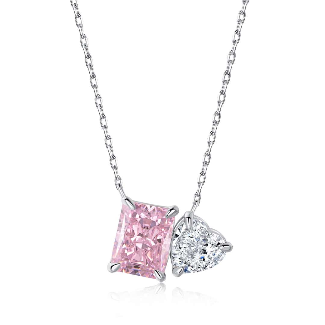 [BASLOVE]Dazzling Square & Heart Shape Necklace