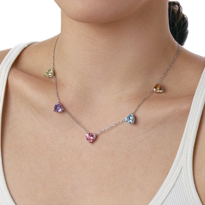 [BASLOVE]Sparkling Colorful Heart Cut Necklace