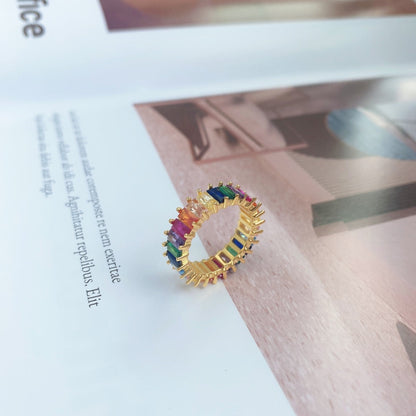 [BASLOVE]Unique Colorful Radiant Cut RIng