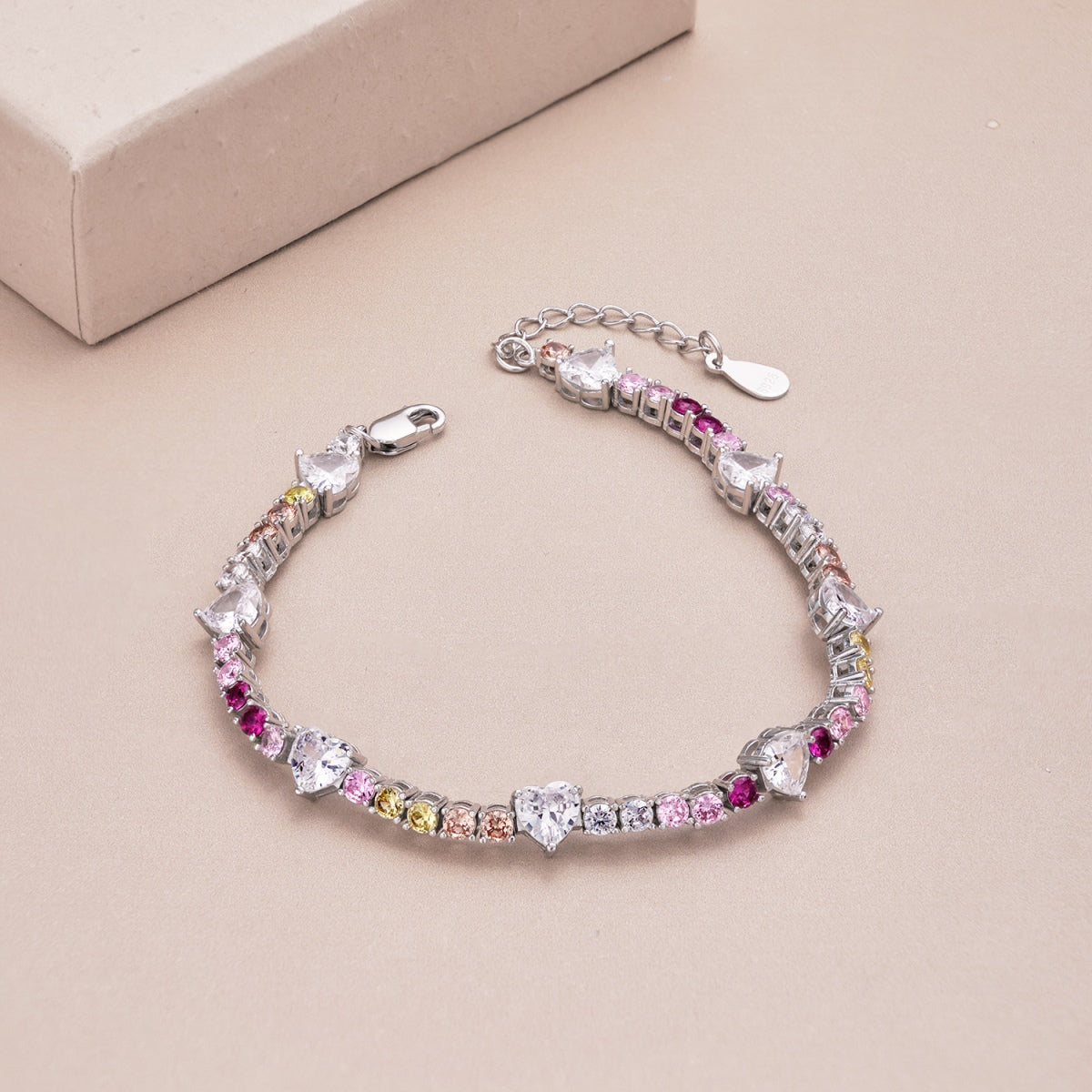 [BASLOVE]Romantic Heart Shape Round Cut Lover Bracelet