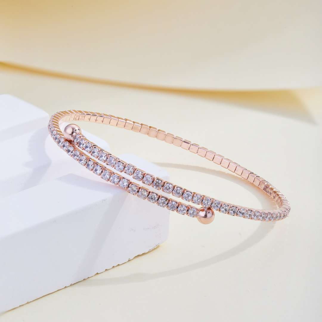 [BASLOVE]Row of Diamonds Round Fashion Bracelet