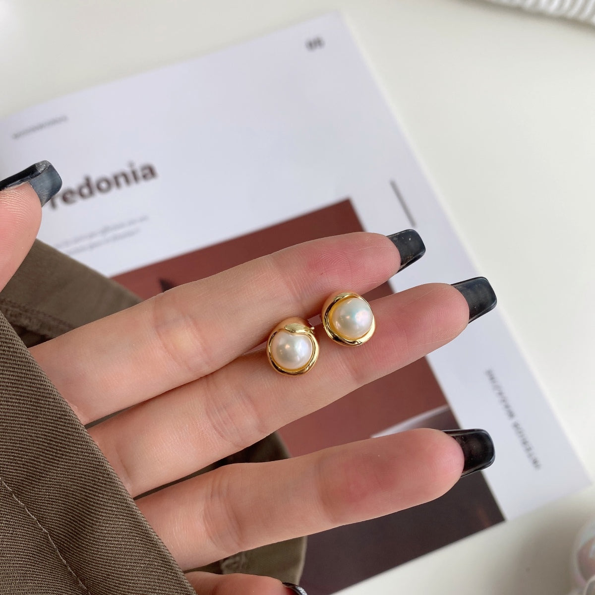 [BASLOVE]Dainty Bread Pearl Earrings