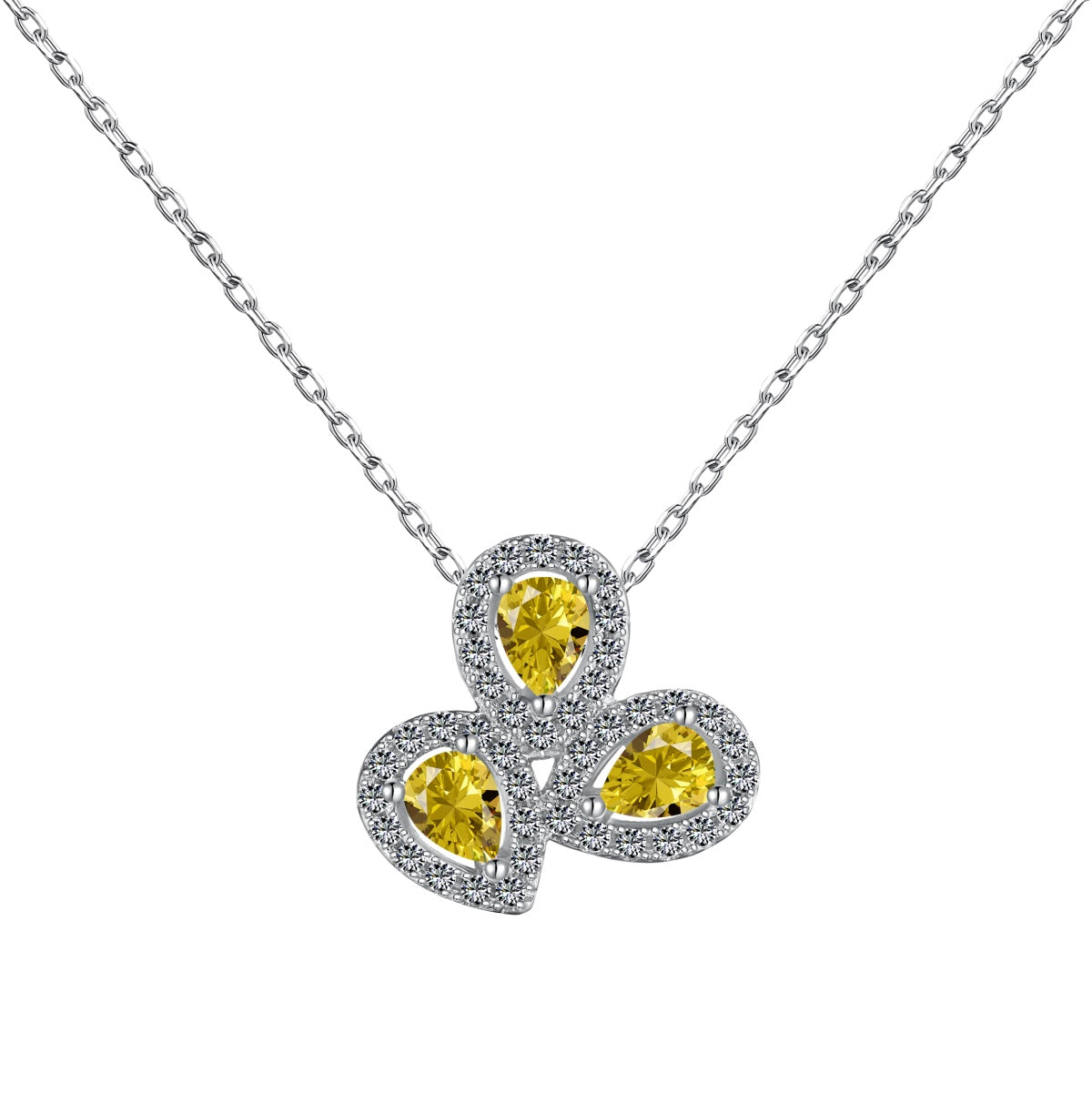 [BASLOVE]Elegant Flower Shape Pear Cut Necklace