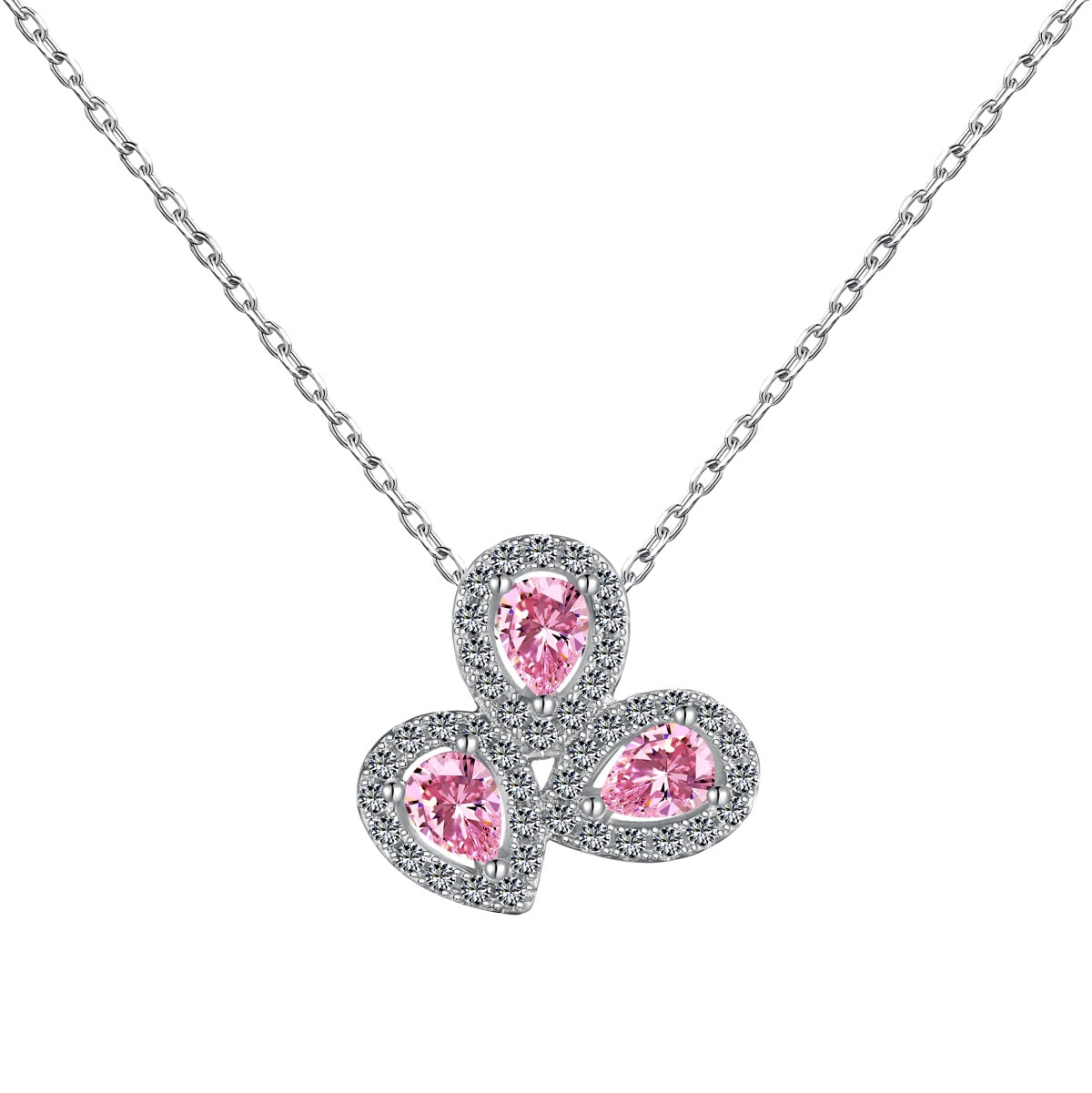 [BASLOVE]Elegant Flower Shape Pear Cut Necklace