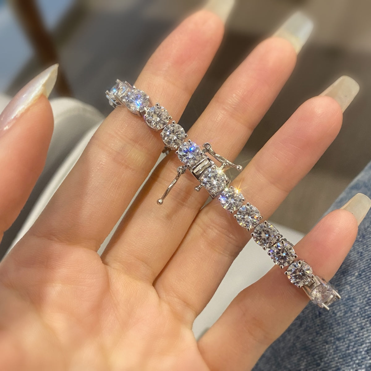 [BASLOVE]0.75 Carat Dazzling Round Cut Wedding Bracelet