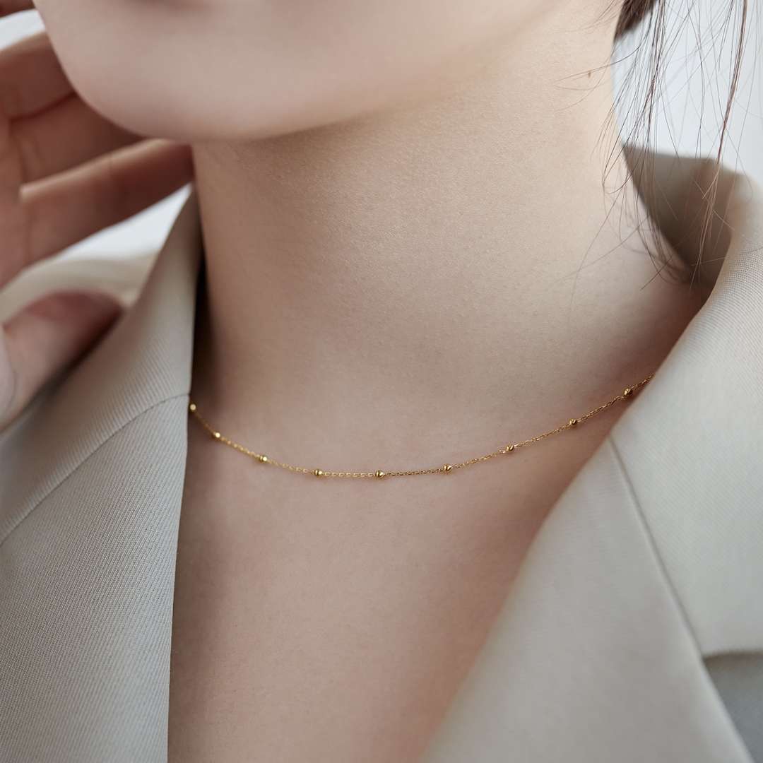 [BASLOVE]Small Bead Clavicle Chain Simple Necklace