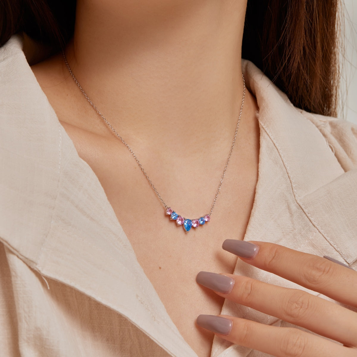 [BASLOVE]Dainty Colorful Heart Necklace