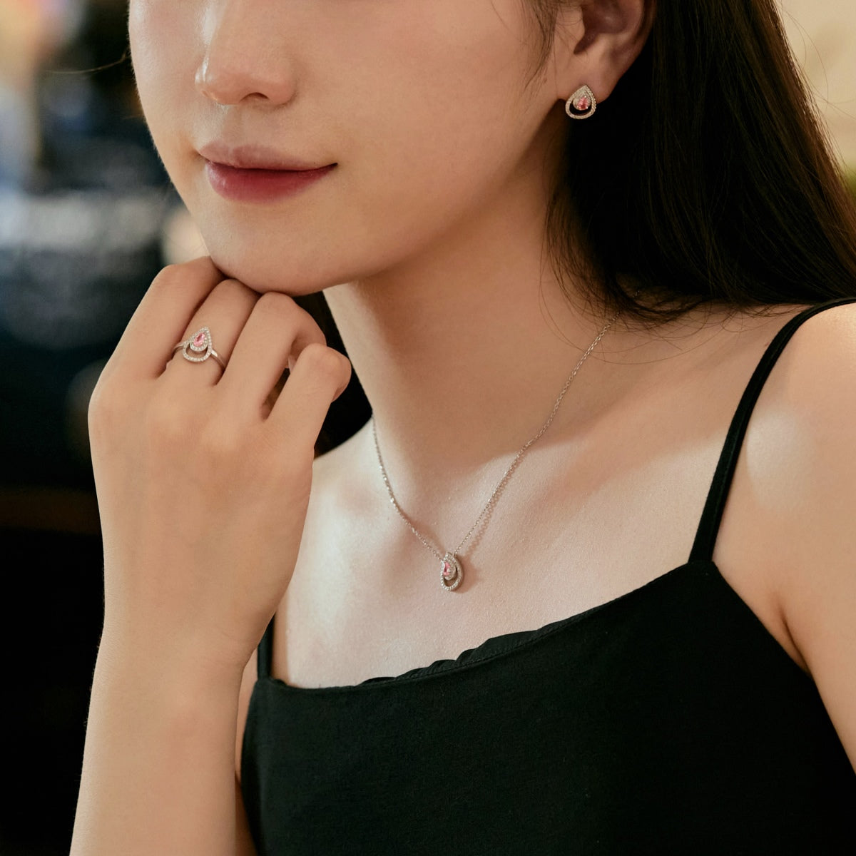 [BASLOVE]Sparkling Delicate Water Drop Shape Daily Earrings