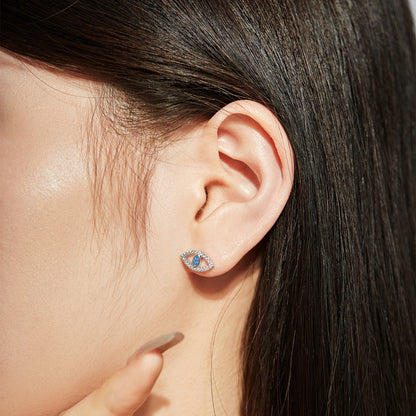 [BASLOVE]Blue Devil Eyes Hollow Stud Earrings