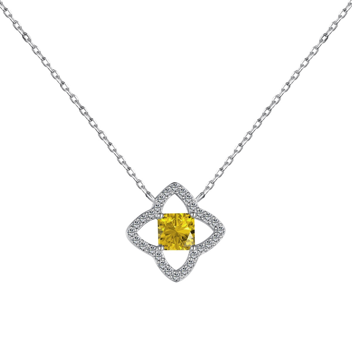 [BASLOVE]Exquisite Flower Shape Princess Cut Necklace