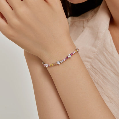 [BASLOVE]Romantic Heart Shape Round Cut Lover Bracelet