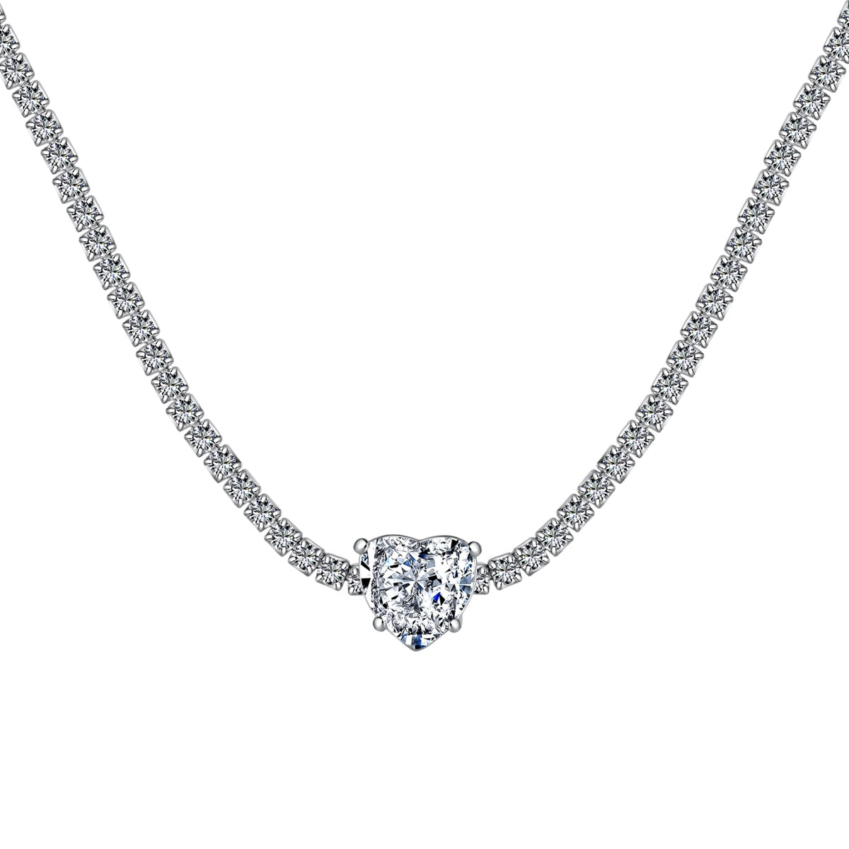 [BASLOVE]2.0 Carat Sparkling Tennis Heart Cut Necklace