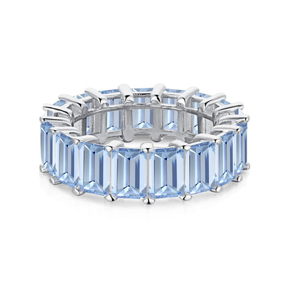 [BASLOVE]0.75 Carat Elegant Emerald Cut Tennis Ring