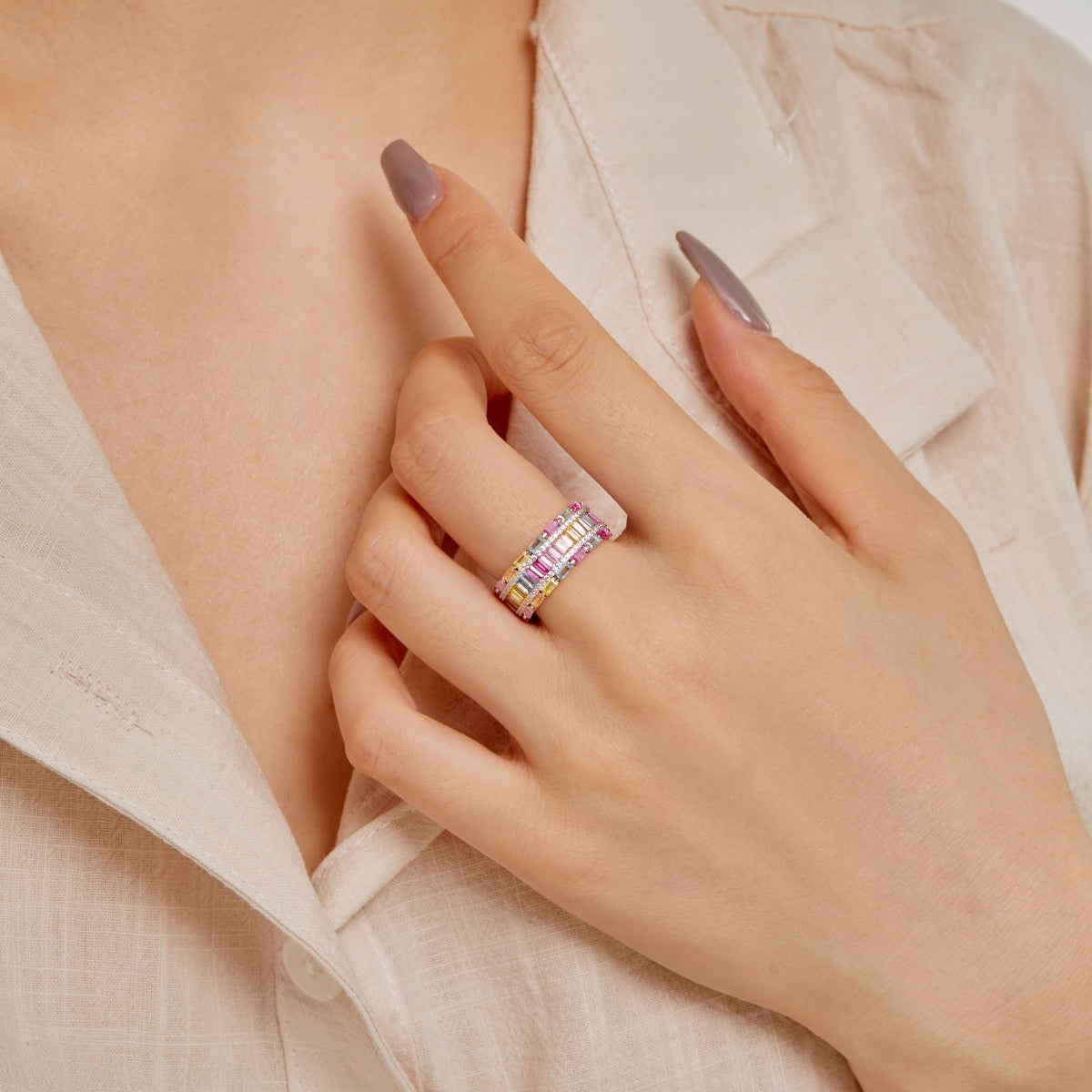 [BASLOVE]Dazzling Colorful Radiant Cut Party Ring