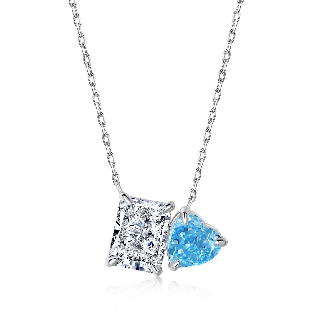 [BASLOVE]Dazzling Square & Heart Shape Necklace