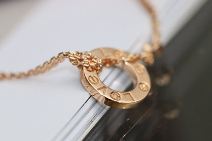 [basloveJW]LOVE NECKLACE ADJUSTABLE ROSE GOLD 2 DIAMOND