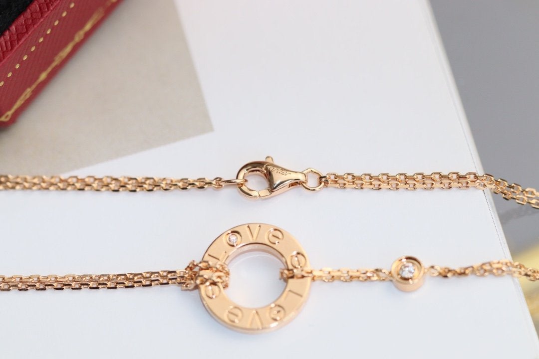 [basloveJW]LOVE NECKLACE ADJUSTABLE ROSE GOLD 2 DIAMOND