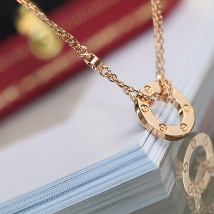 [basloveJW]LOVE NECKLACE ADJUSTABLE ROSE GOLD 2 DIAMOND