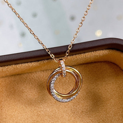 [basloveJW]TRINITY NECKLACE SILVER GOLD PINK GOLD DIAMONDS