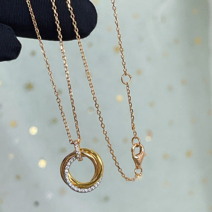 [basloveJW]TRINITY NECKLACE SILVER GOLD PINK GOLD DIAMONDS