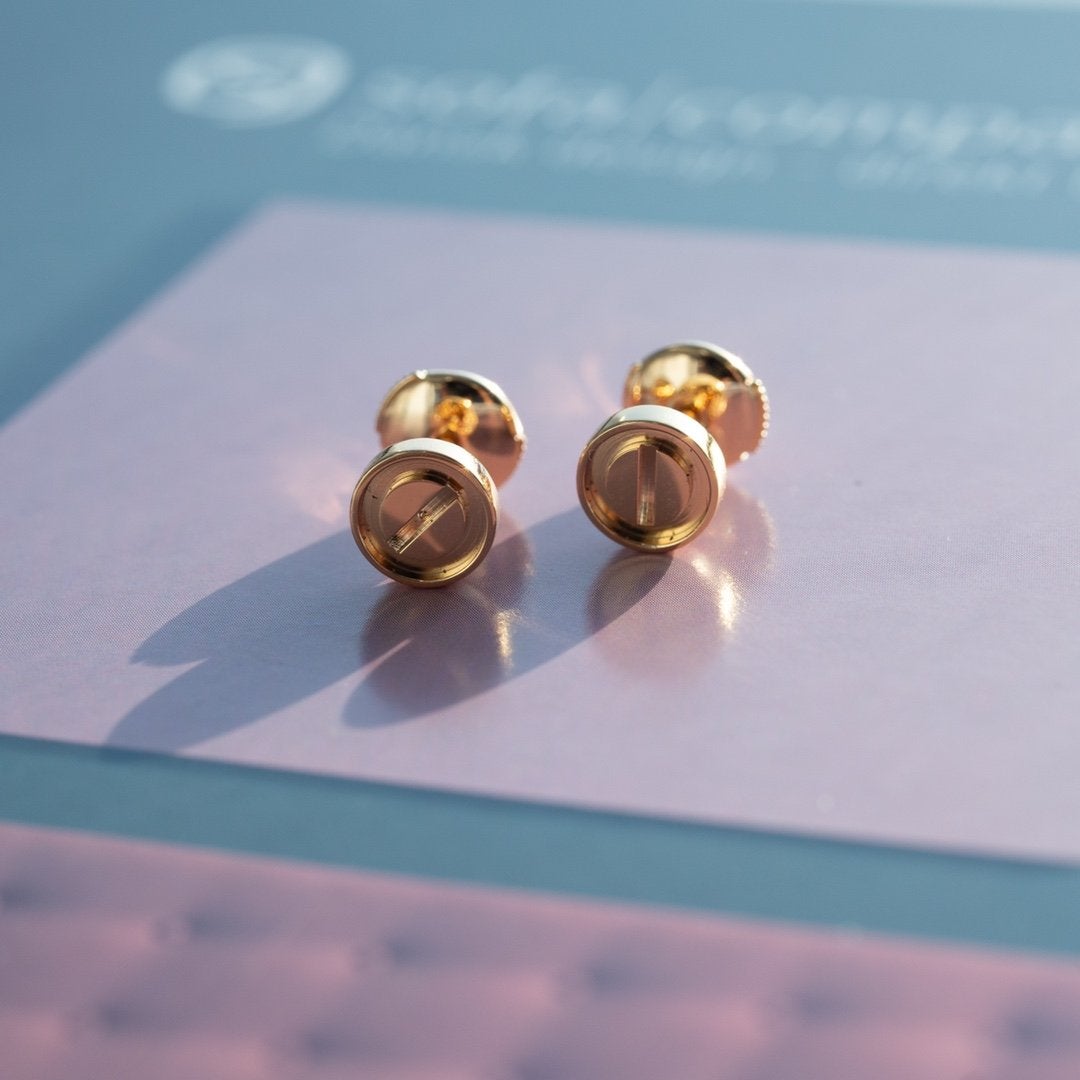 [basloveJW]LOVE EARRINGS PINK GOLD 10MM