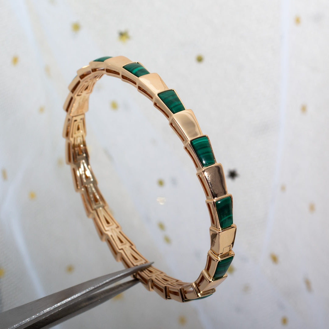 [Basjewels]SERPENTI BRACELET PINK GOLD MALACHITE