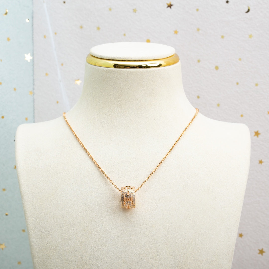 [Basjewels]PARENTESI NECKLACE PINK GOLD DIAMOND