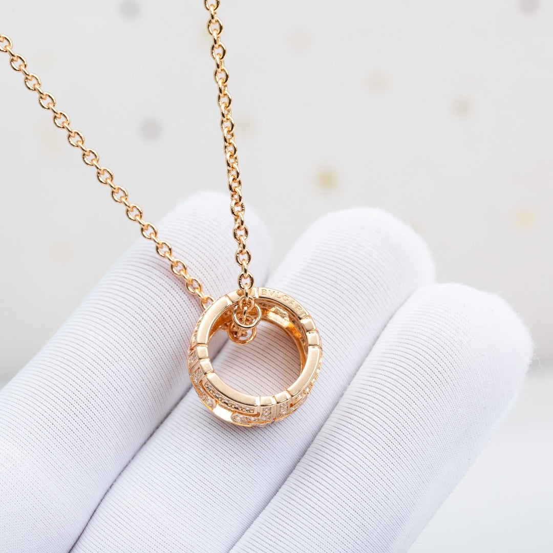 [Basjewels]PARENTESI NECKLACE PINK GOLD DIAMOND