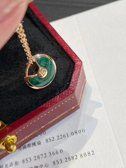 [basloveJW]AMULETTE ROSE GOLD MALACHITE NECKLACE